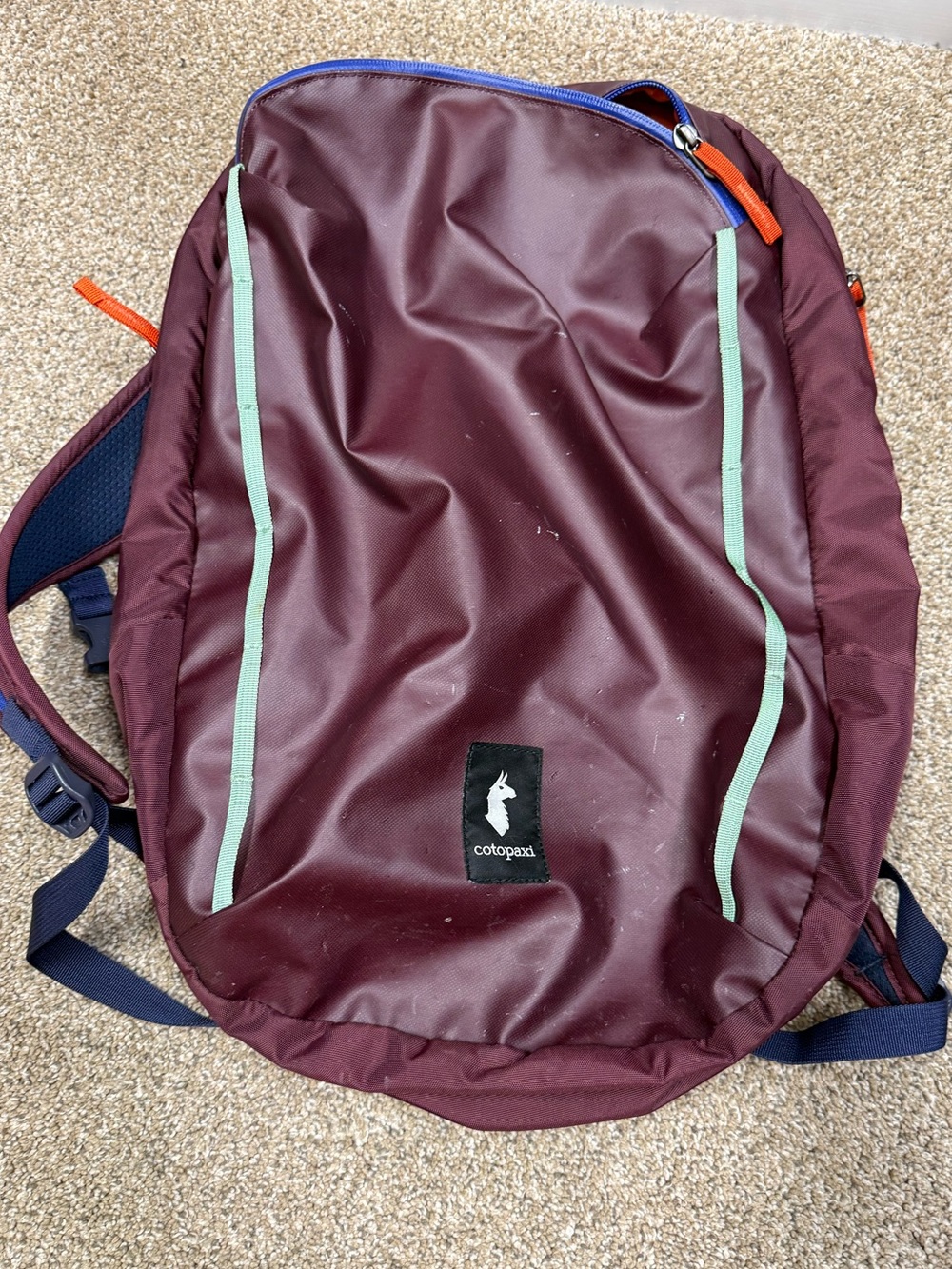 Cotopaxi vaya Maroon Backpack with Mint Accents